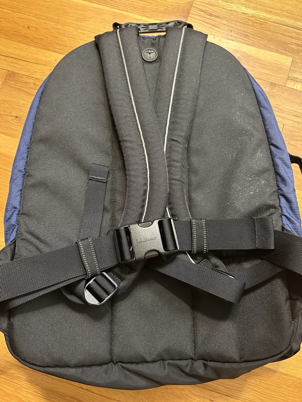 L.L. Bean Backpack Navy Gray School Travel Hiking Gym Shoe Compartment