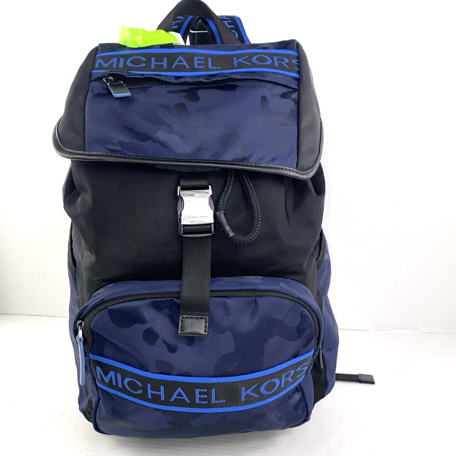 Michael Kors Kent Backpack Camouflage Large Blue Nylon Flap Pocket B3L