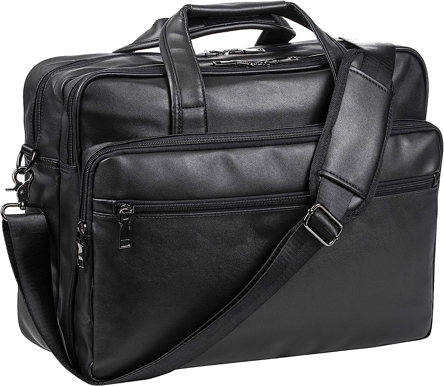 Seyfocnia Leather Laptop Bag, Men’S 15.6 Inche 17.3 Inche Messenger Briefcase Bu