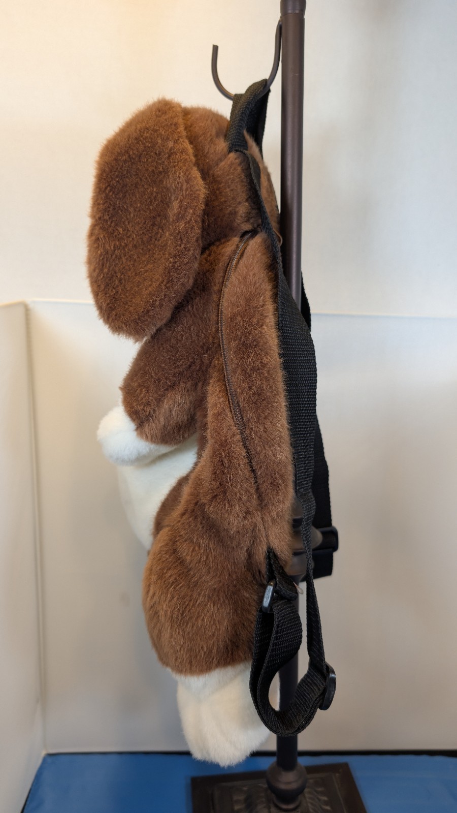 Vtg MANGO Teddy Bear Co Plush Puppy Dog Backpack Brown White Flippy Ears Y2K 90s