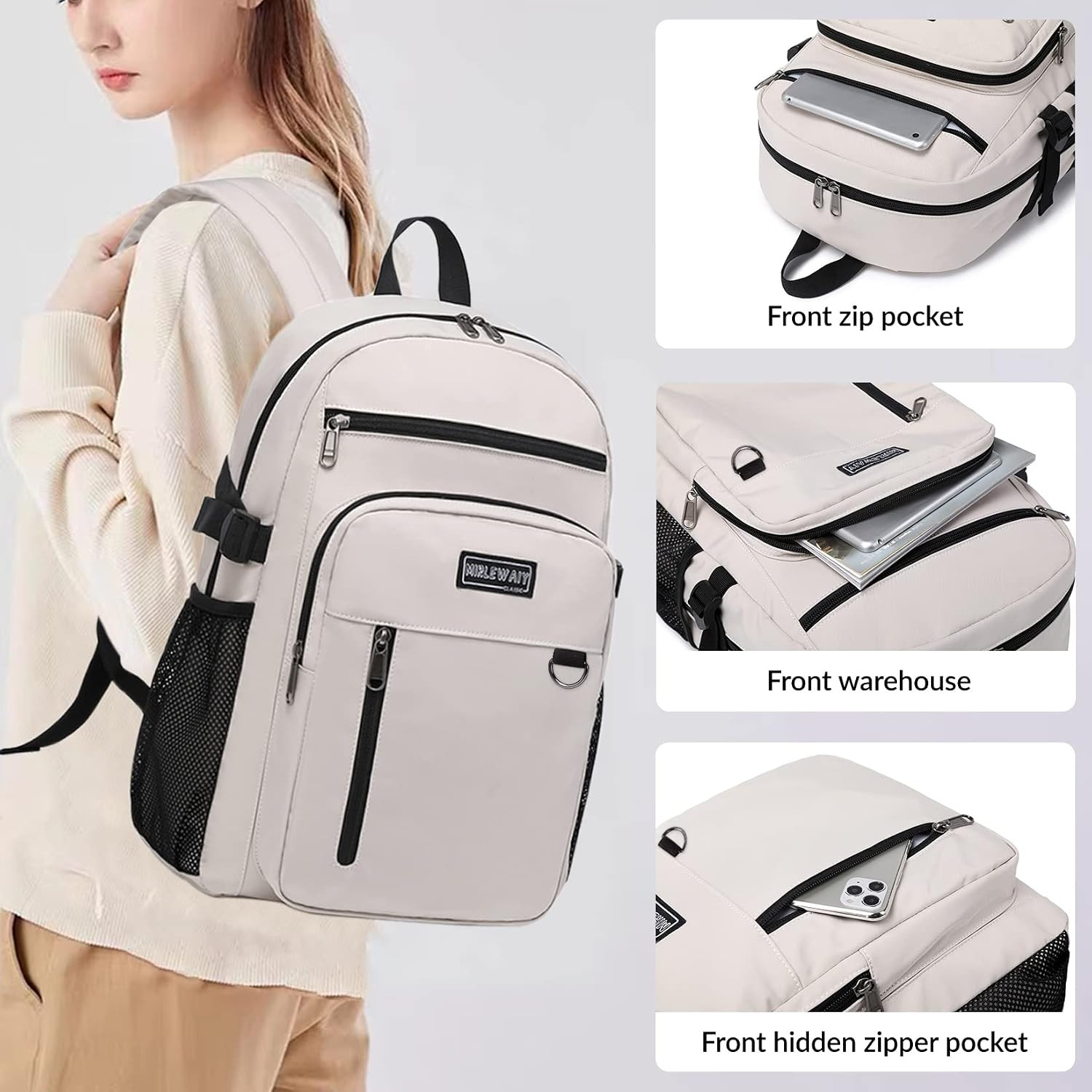 Classical School Backpack Lightweight Bookbag Casual Daypack Travel Work Bag for