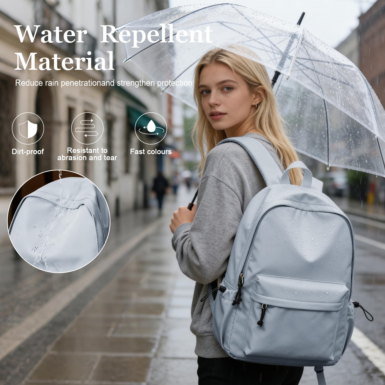 Blue Middle School Backpack College Students High School Waterproof Bookbag Teen