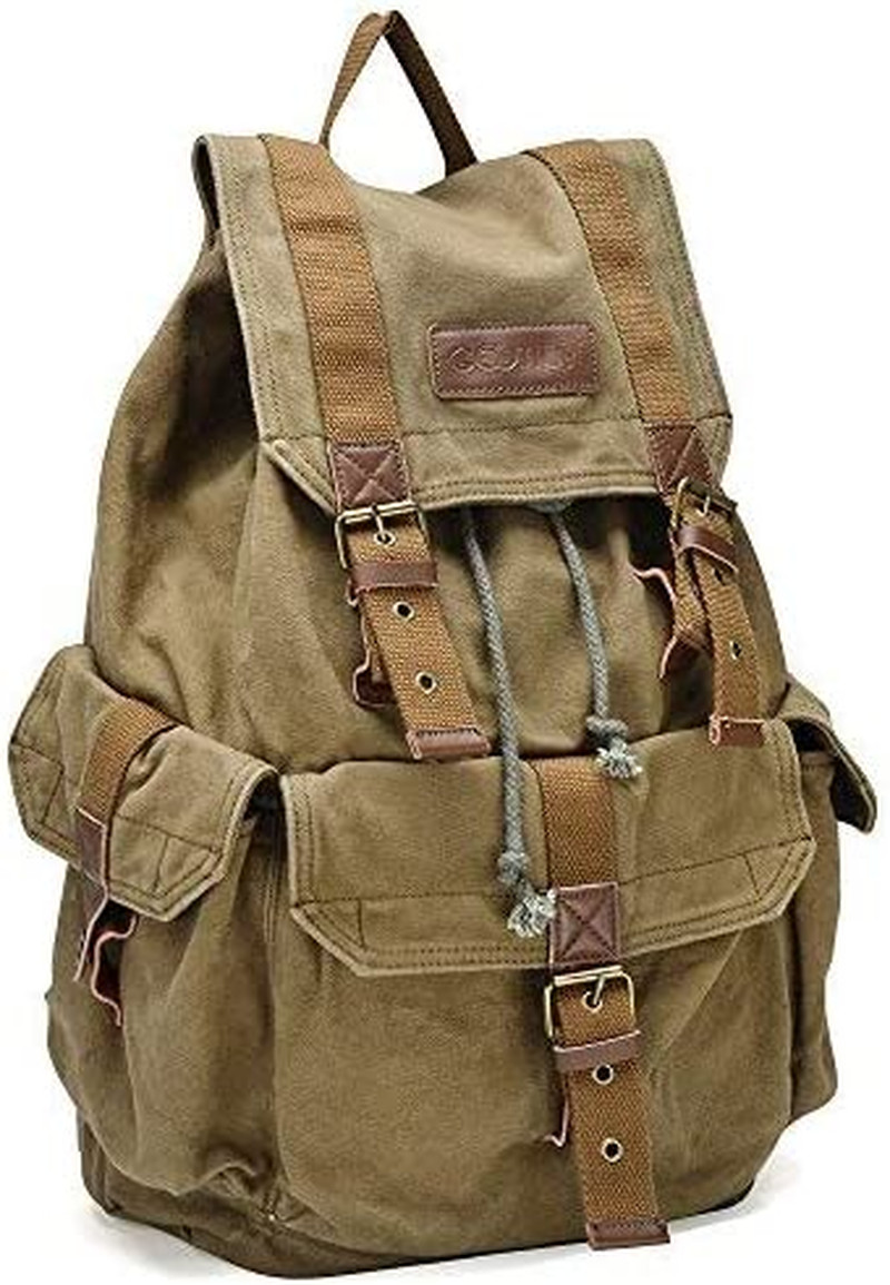 21101AMG Specially High Density Thick Canvas Backpack Rucksack, Field Tan, Large
