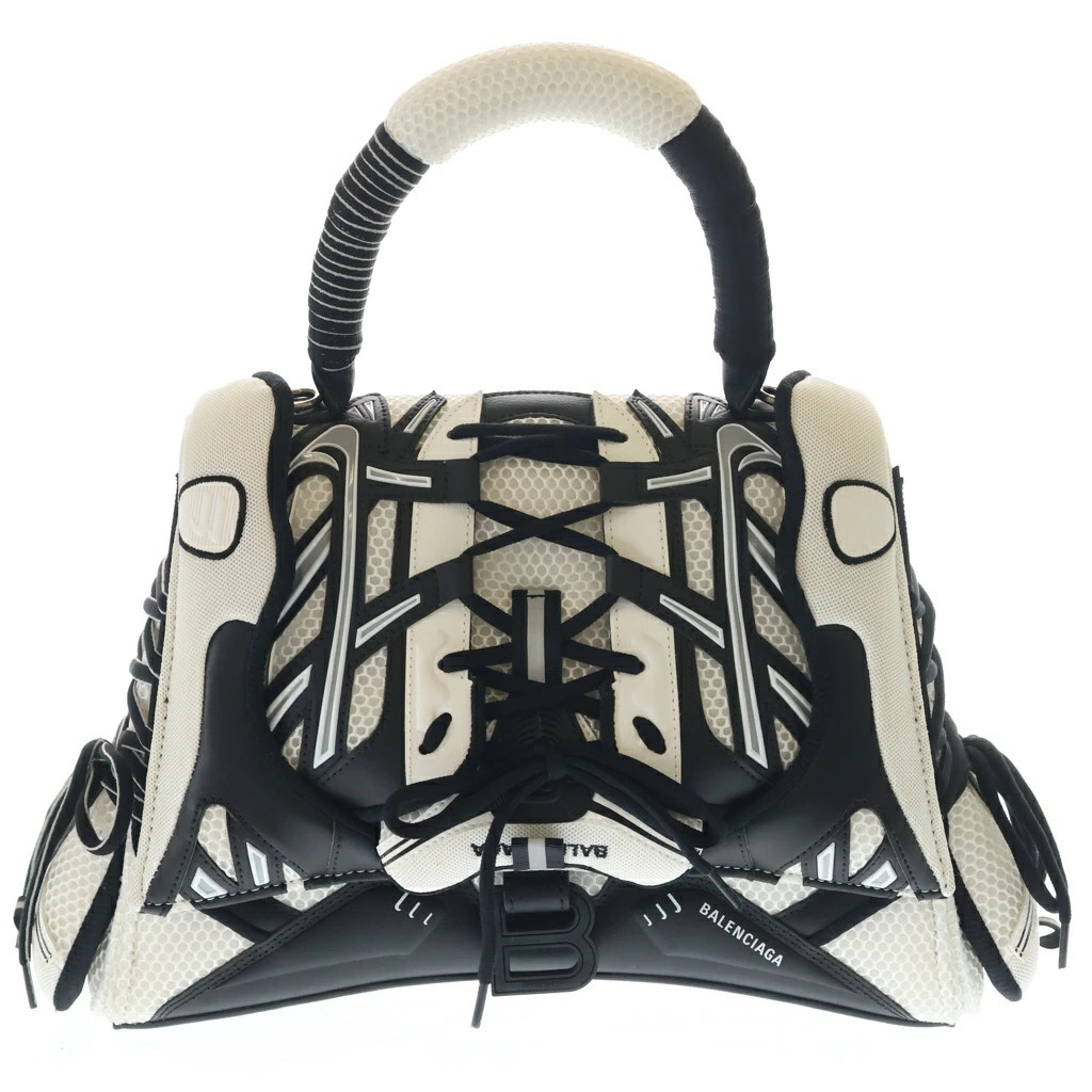 BALENCIAGA Sneaker Head 2WAY Handbag Shoulder Bag Mesh Leather Black White