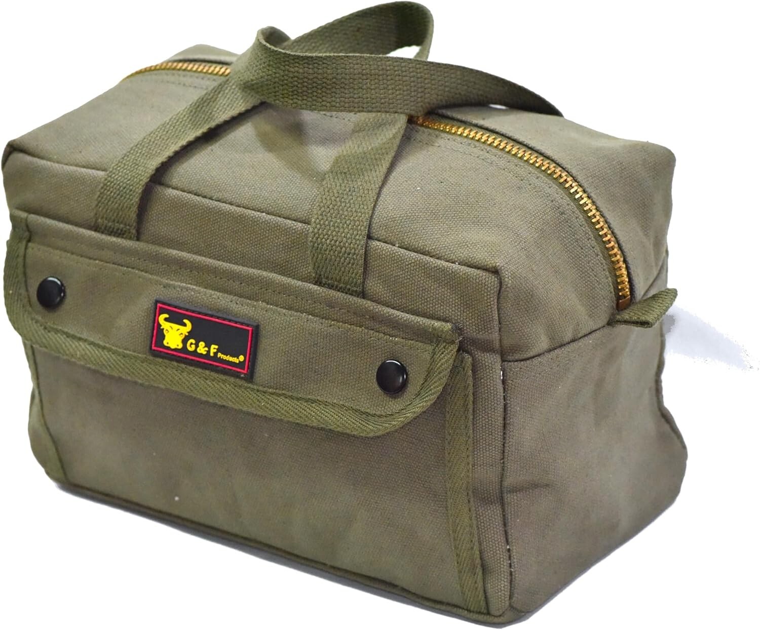 Versatile Canvas Tool Bag with Adjustable Strap – Olive Green Duffle, 11″x7″x6″