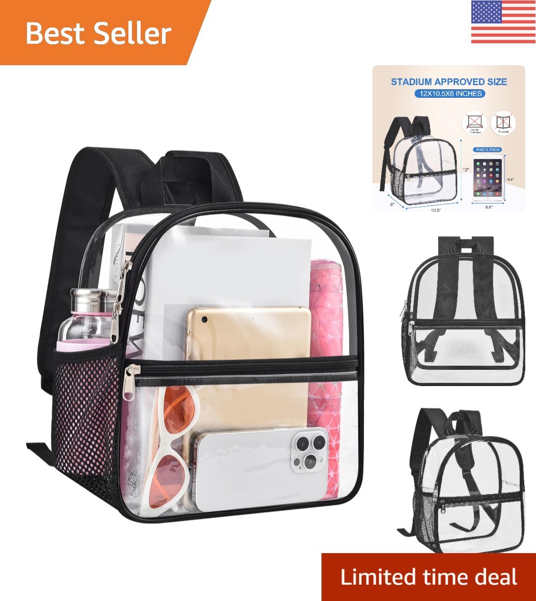 Stylish Clear Backpack for Stadium Events – Waterproof Black Checkered Design