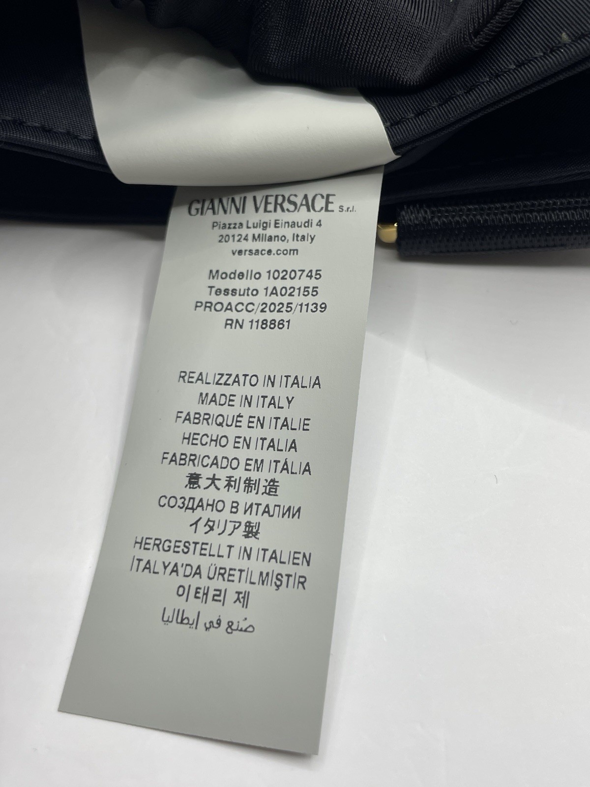 VERSACE Flat Crossbody Bag Fabric Calf Leather Black $800 Retail