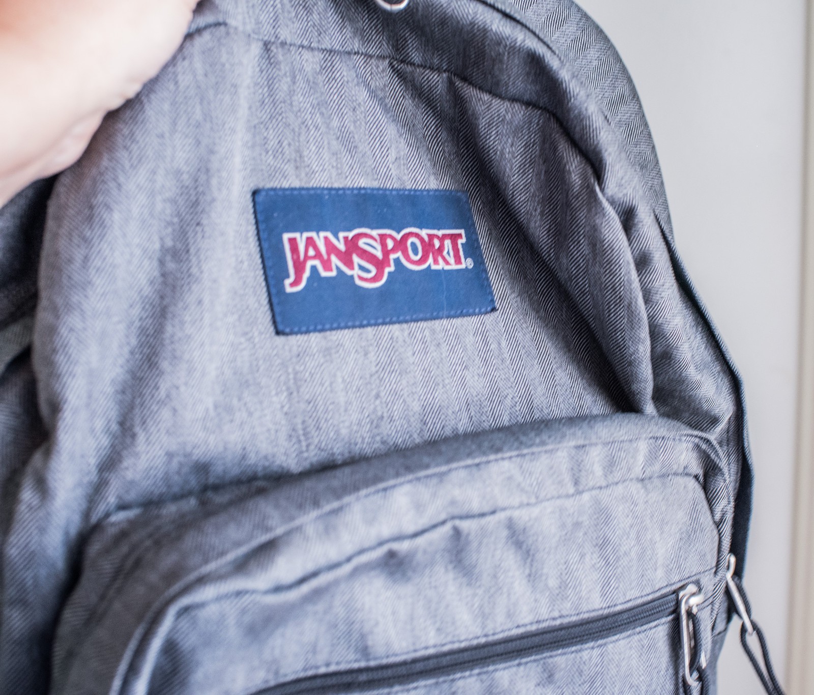 Jansport Cool Student School Backpack 5-Compartment Grey / Brown Faux Leather