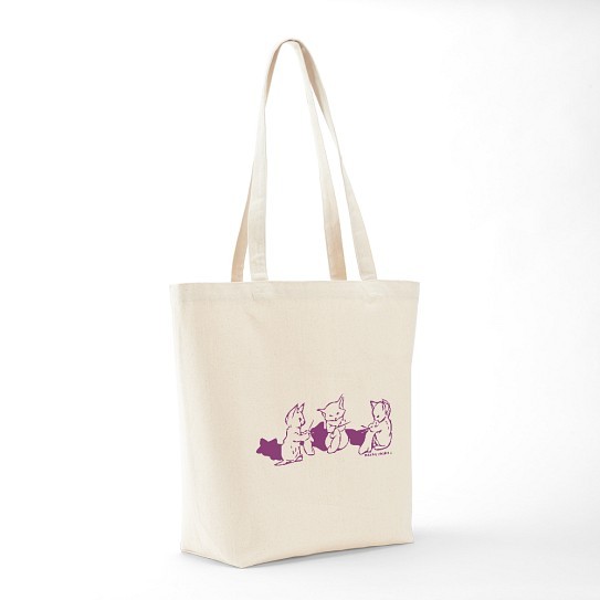 CafePress Three Kittens Knitting Purple Tote Bag (9797953)