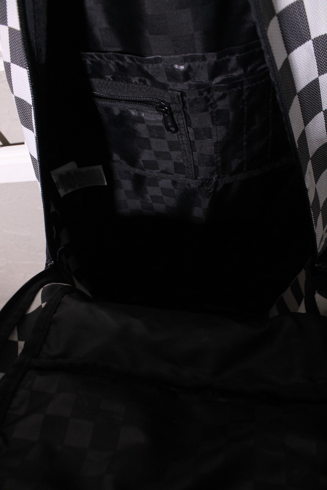 Vans Off the Wall Backpack Black White Book Bag College Checkerboard 19x12x7