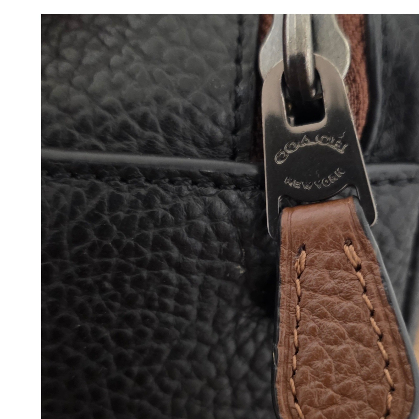 Coach Hamilton Pebble Brown Leather Double Zip Men’s Leather Briefcase F27617