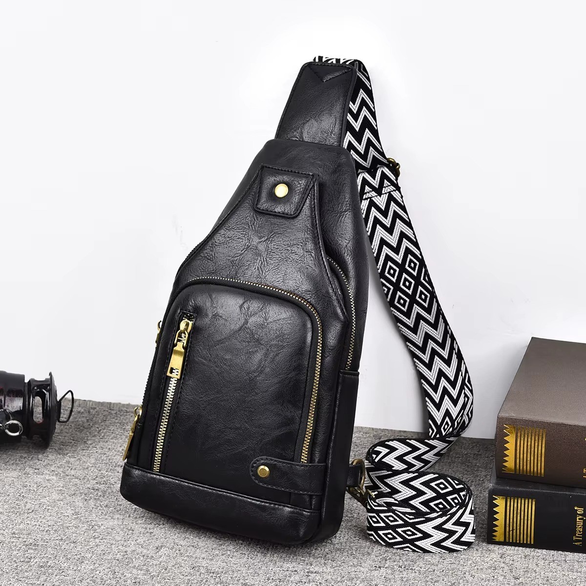 New Men’s Sling Backpack functional Leather Chest bag Crossbody Bag Shoulder Bag