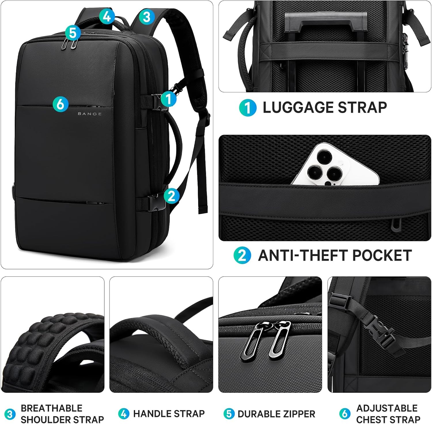 Secure Expandable Travel Backpack with Vacuum Compression Pump