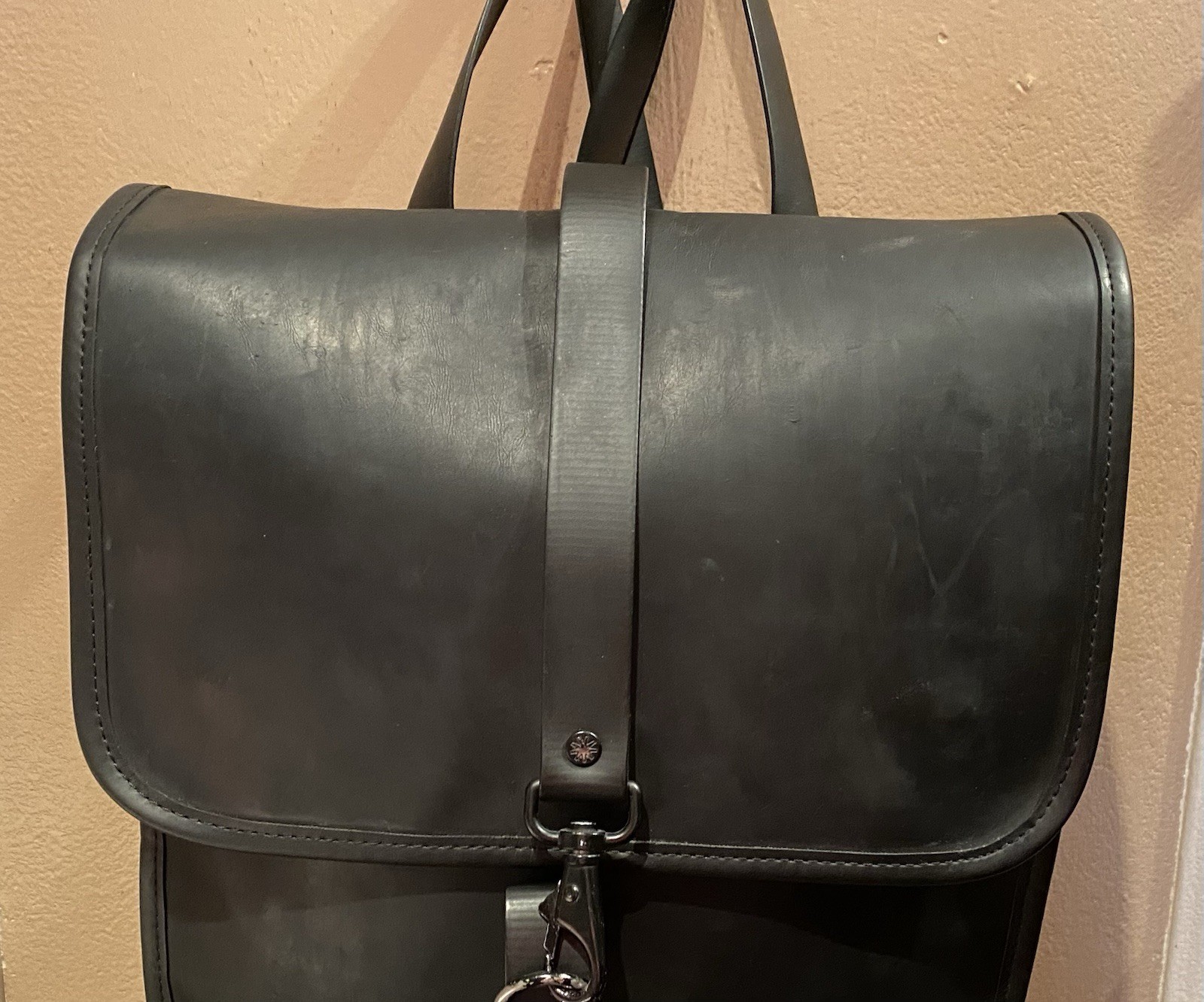 Rains Unisex Black Rubber Minimalist Laptop Backpack 19 x 12