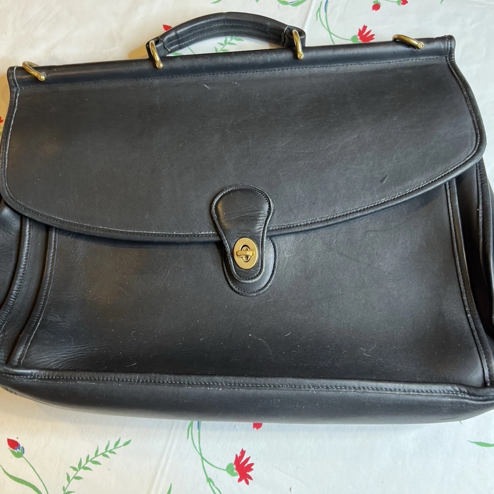 Vintage Coach Beekman Black Leather Briefcase Laptop Bag #5266 USA MADE