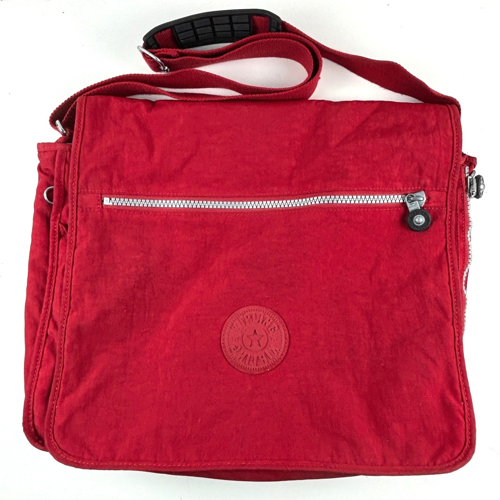 Kipling Madhouse Messenger Bag Unisex Large Red Expandable Nylon Crossbody Y2K