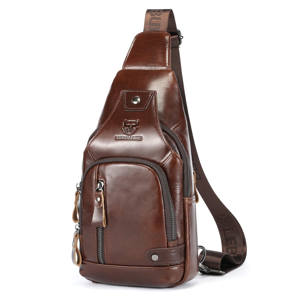 Mens Sling Backpack Cowhide Genuine Leather Chest Crossbody Shoulder Bag New