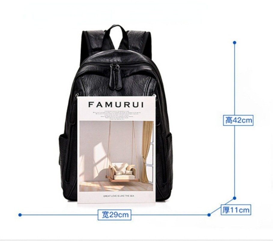 Men’s Large Capacity Leather Backpack, Soft Leather Travel Work Bag Leisure Bag