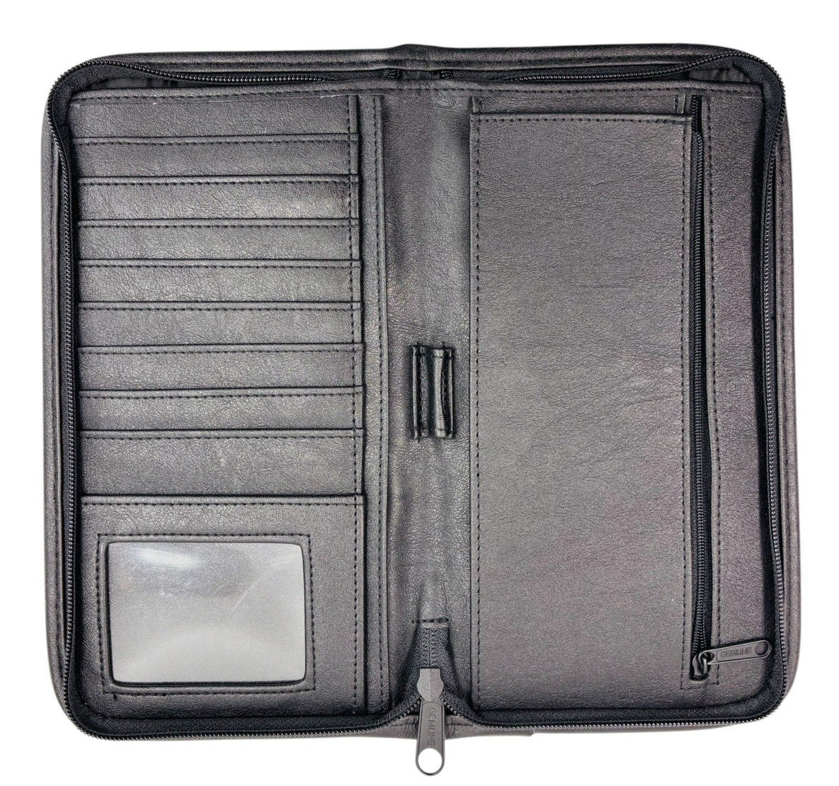 Gemline Large Leather Traveler’s Wallet Portfolio Zip-Around 5 Compartment