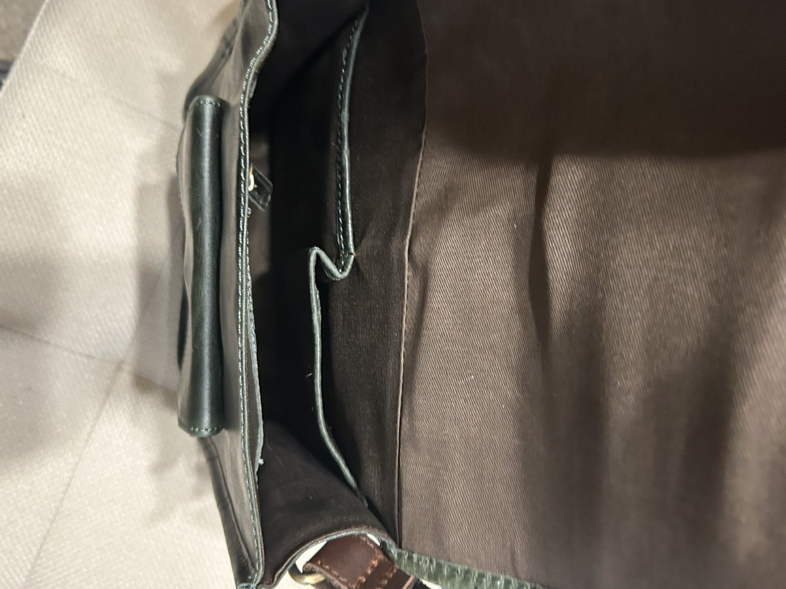 Genuine Leather Shoulder Sling Bag for Men Dk Brown W/Matching Hat NEW