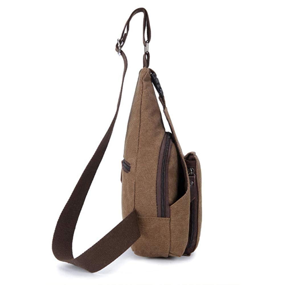 Canvas Crossbody Sling Backpack Small Travel Hiking Cycling Daypack Unisex
