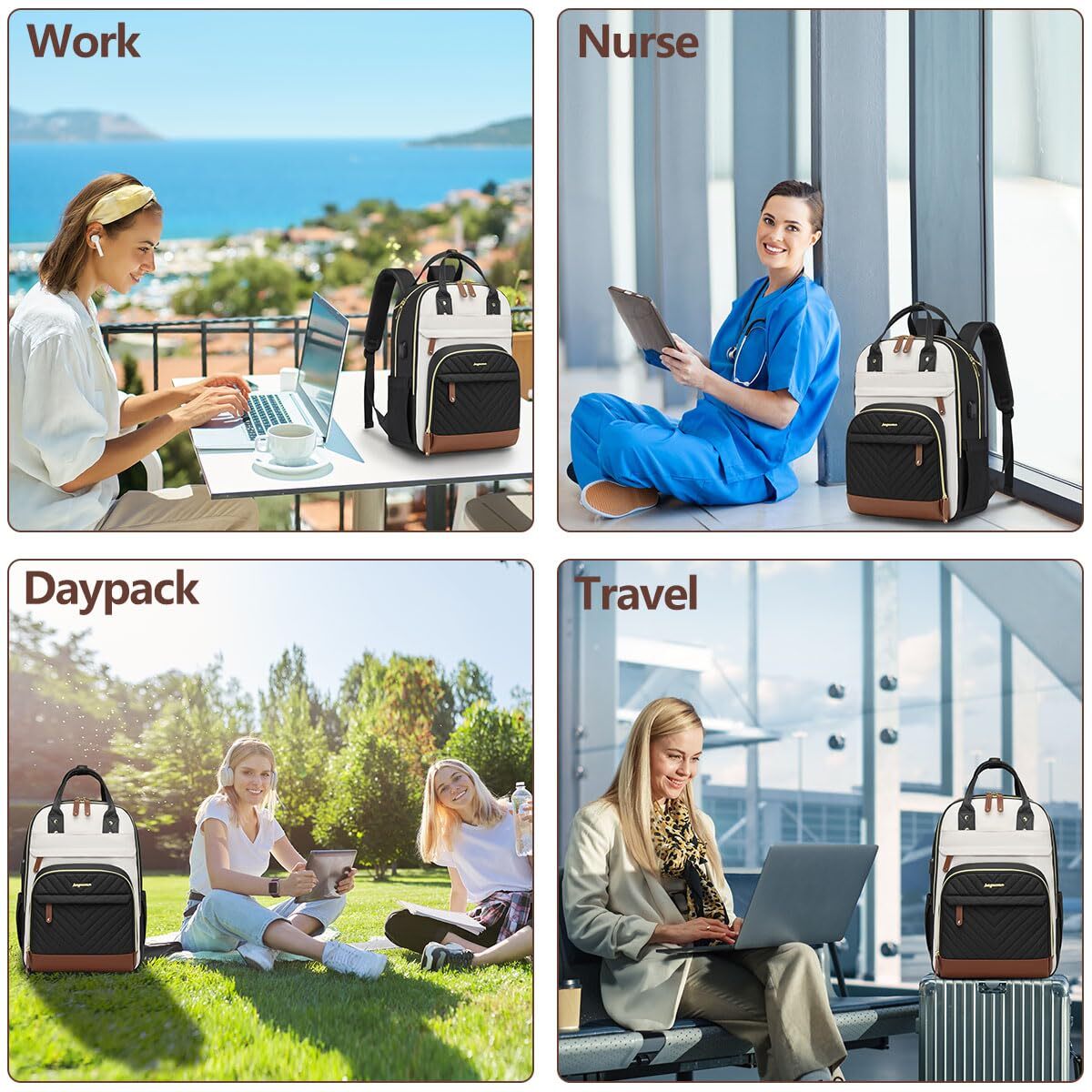 Laptop Backpack 15.6″ Work & Travel Bag Waterproof USB Charging Port