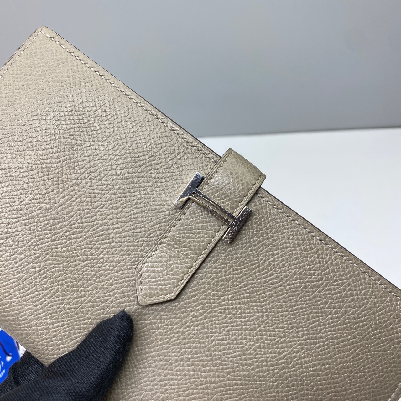 Hermes Pre-Owned Authentic Bearn Wallet Gray 17.5x9x1cm Cowhide