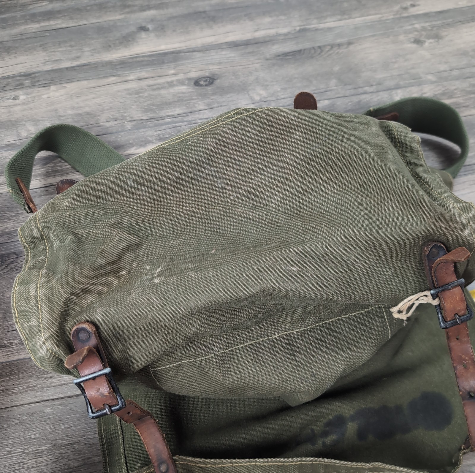 Vtg USFS Forest Service Olive Drab Canvas Leather Shoulder Bag Backpack Rucksack