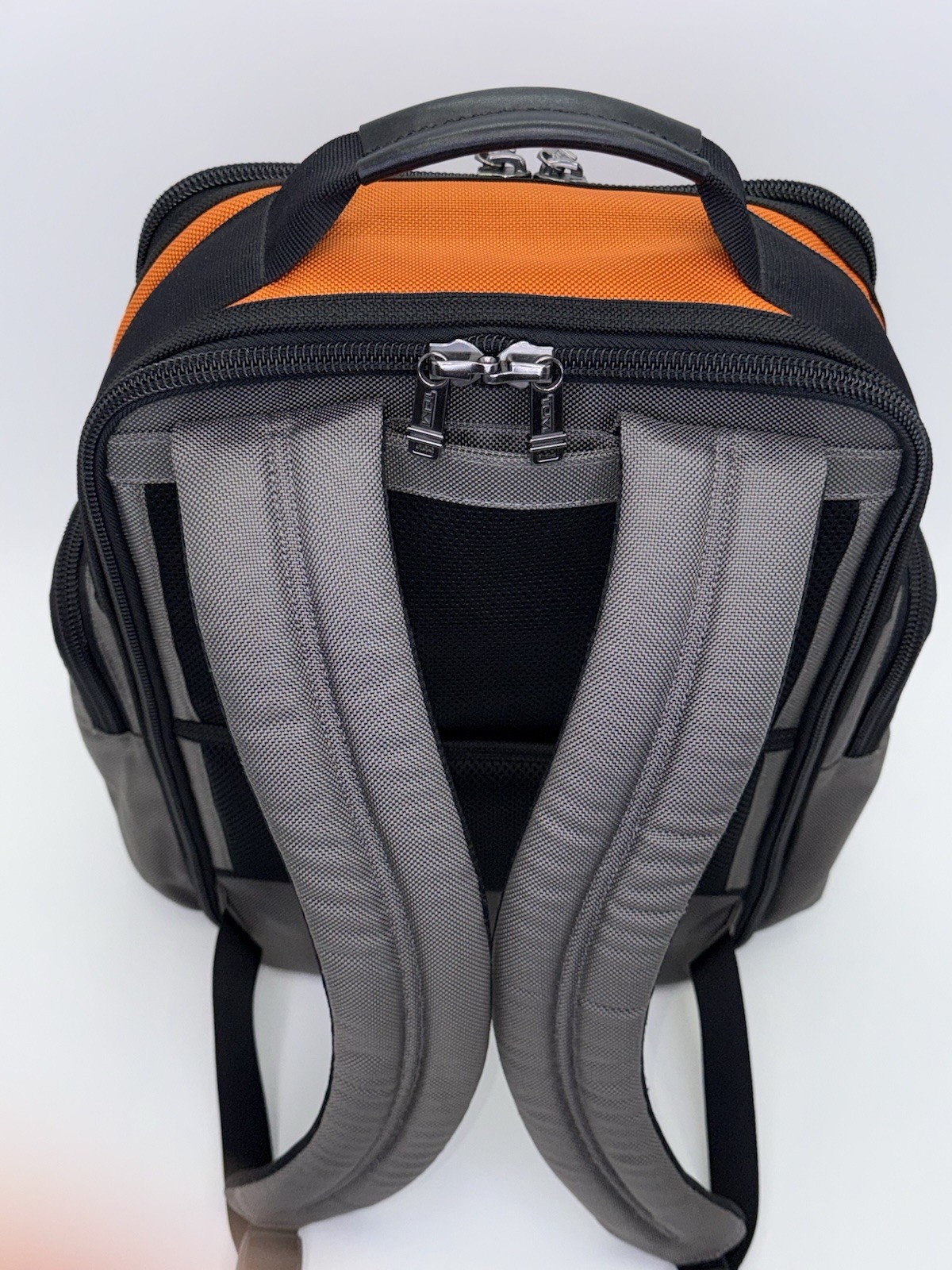 TUMI Alpha Bravo Knox Backpack Orange Gray Ballistic Nylon Laptop Bag MSRP $625