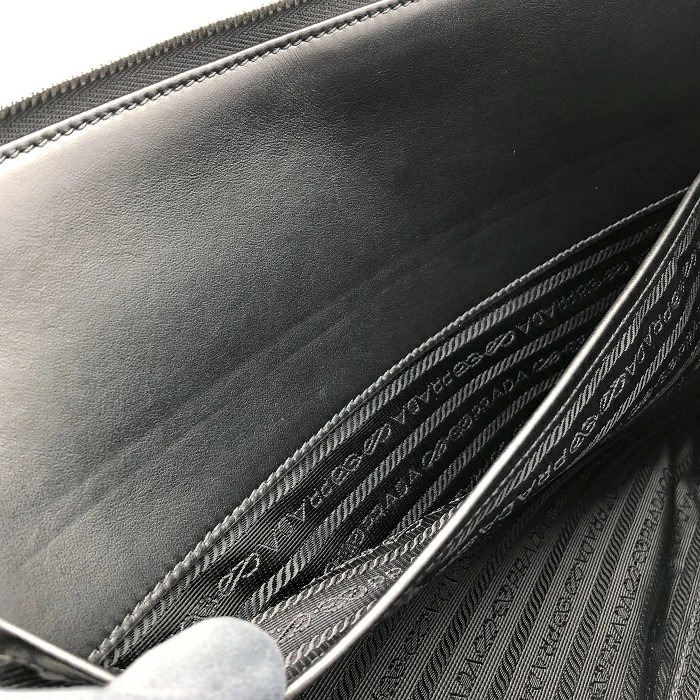 PRADA 2Vn003 Clutch Bag Document Case Saffiano Travel Mini Black