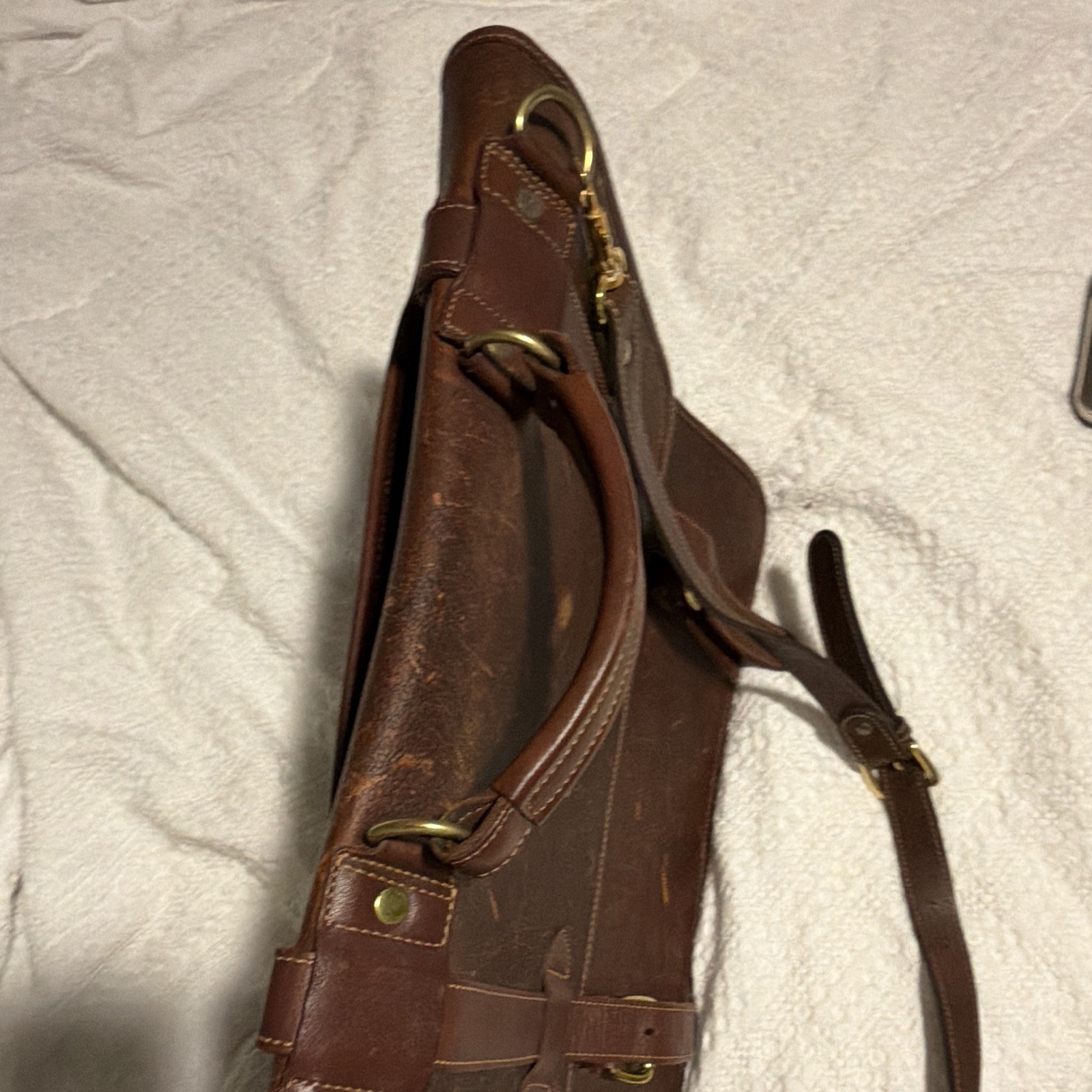 Orvis Brown Men’s Briefcase/Document Case Buckle Closure Crossbody Pockets