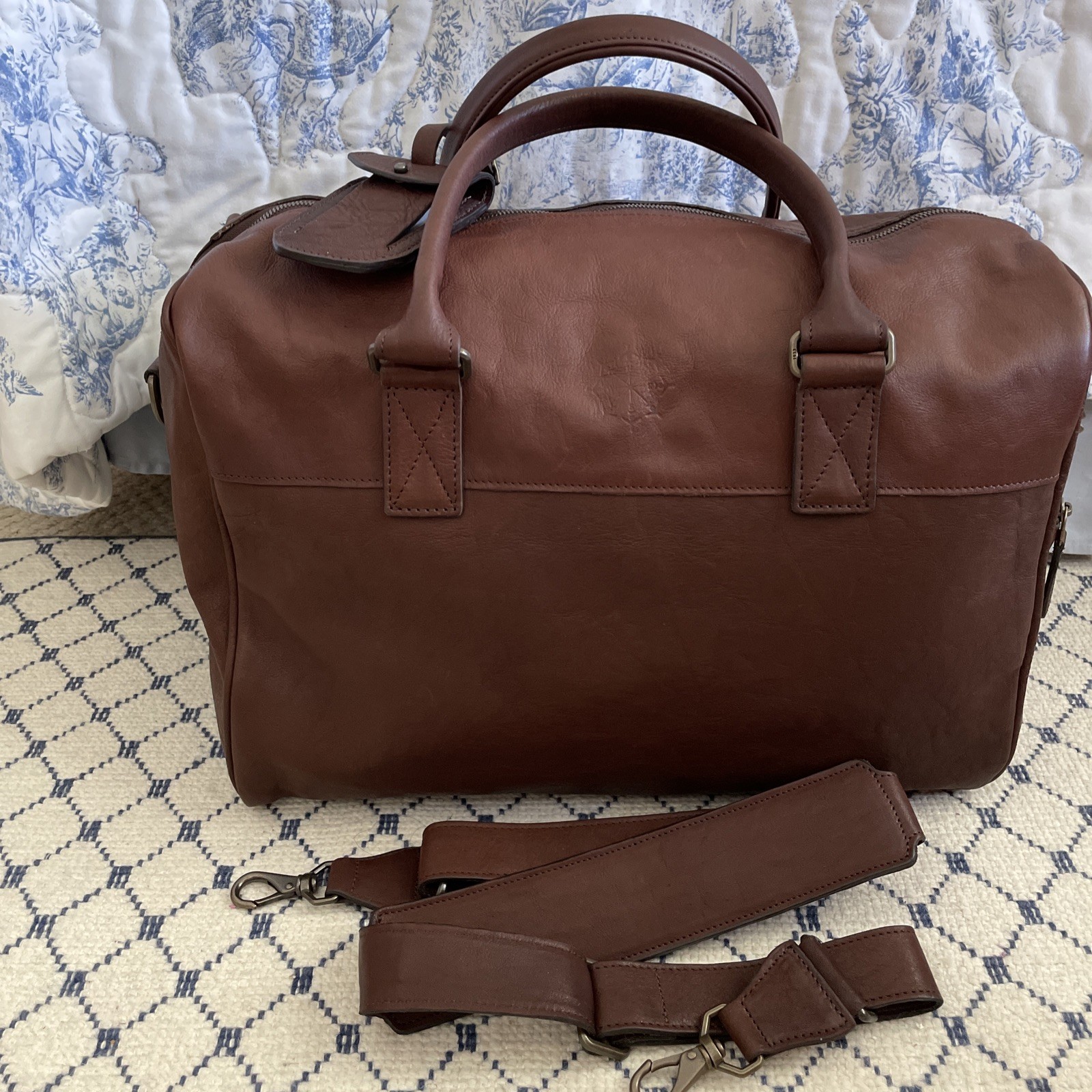 Nwot MOORE & GILES Benedict Weekend Leather Duffel Titan Milled Full Grain