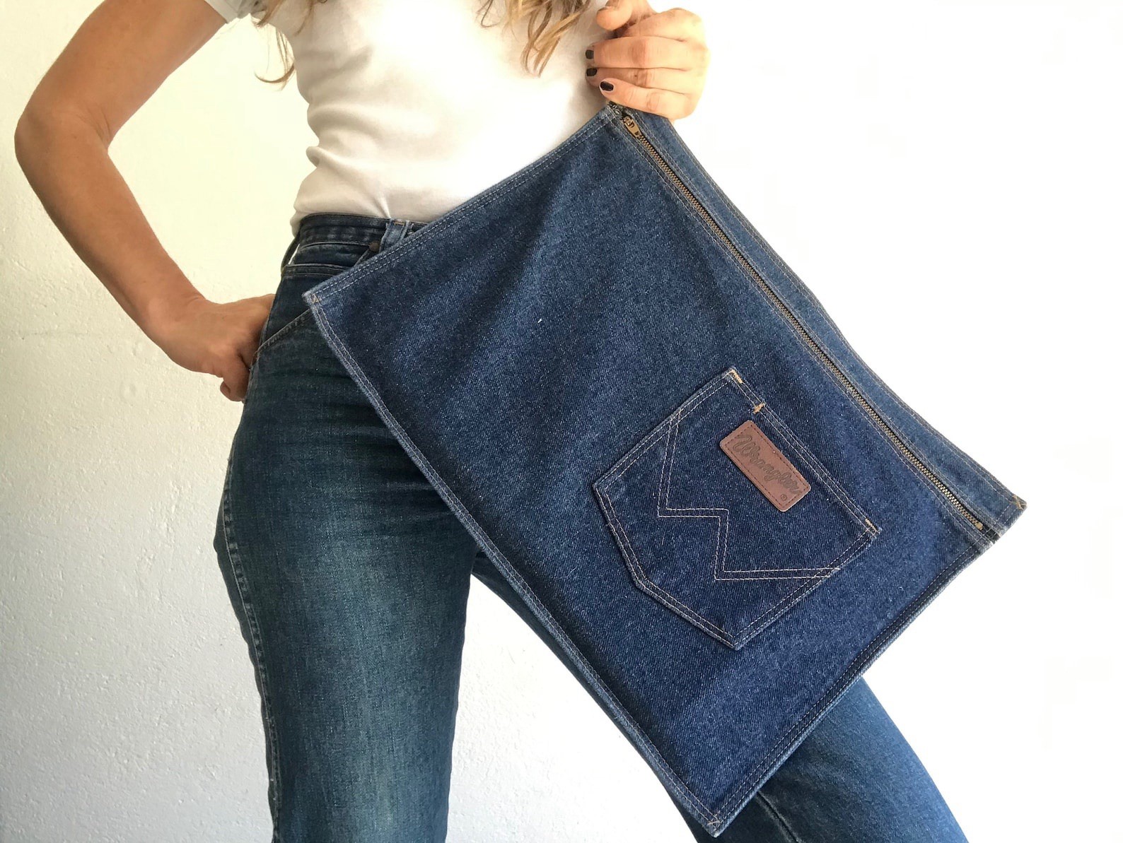 Wrangler Vintage Briefcase 1970s | Blue Denim Portfolio Travel Wallet