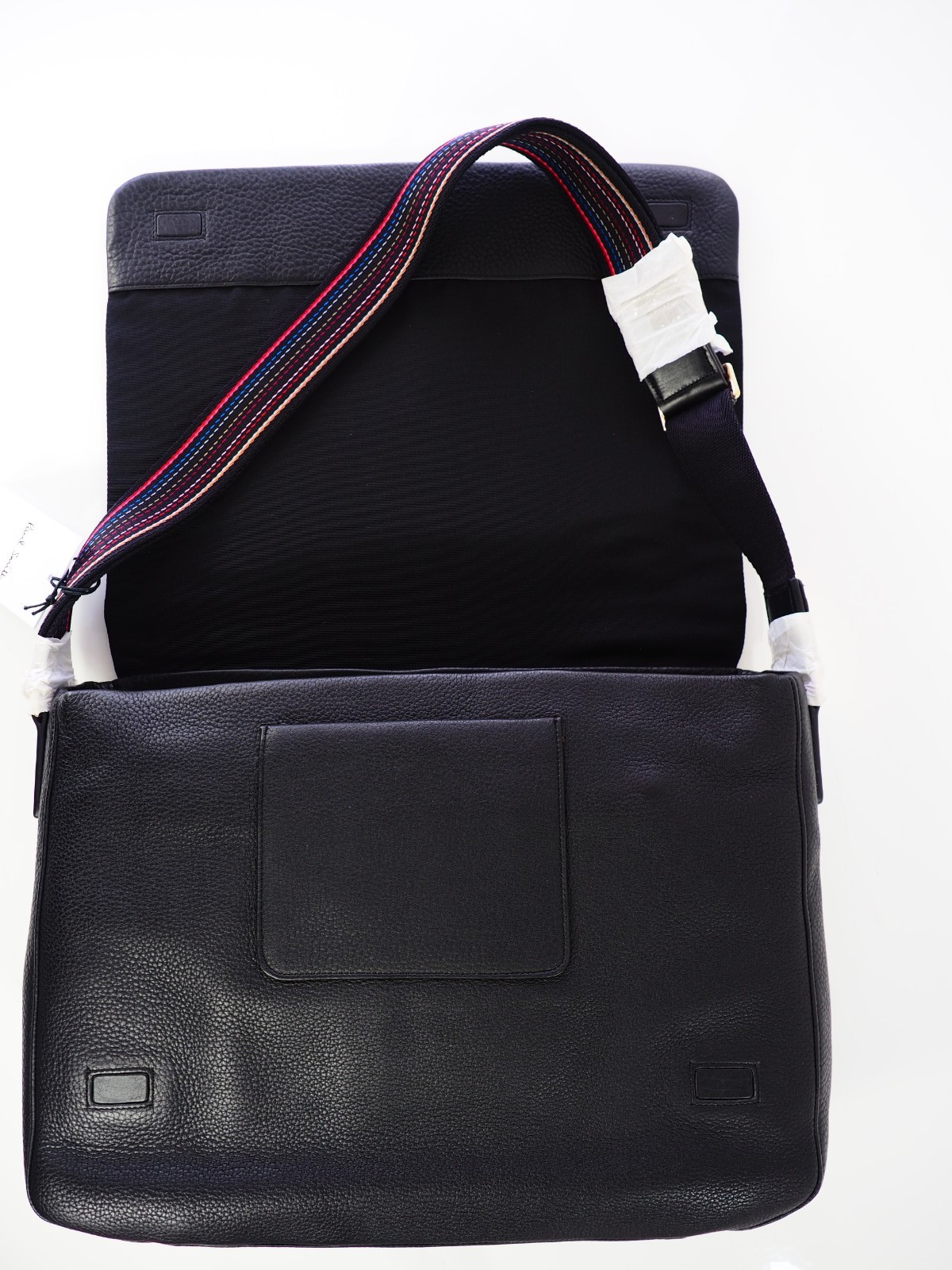 Paul Smith Black Leather Laptop Messenger Bag City Webbing Crossbody NWT