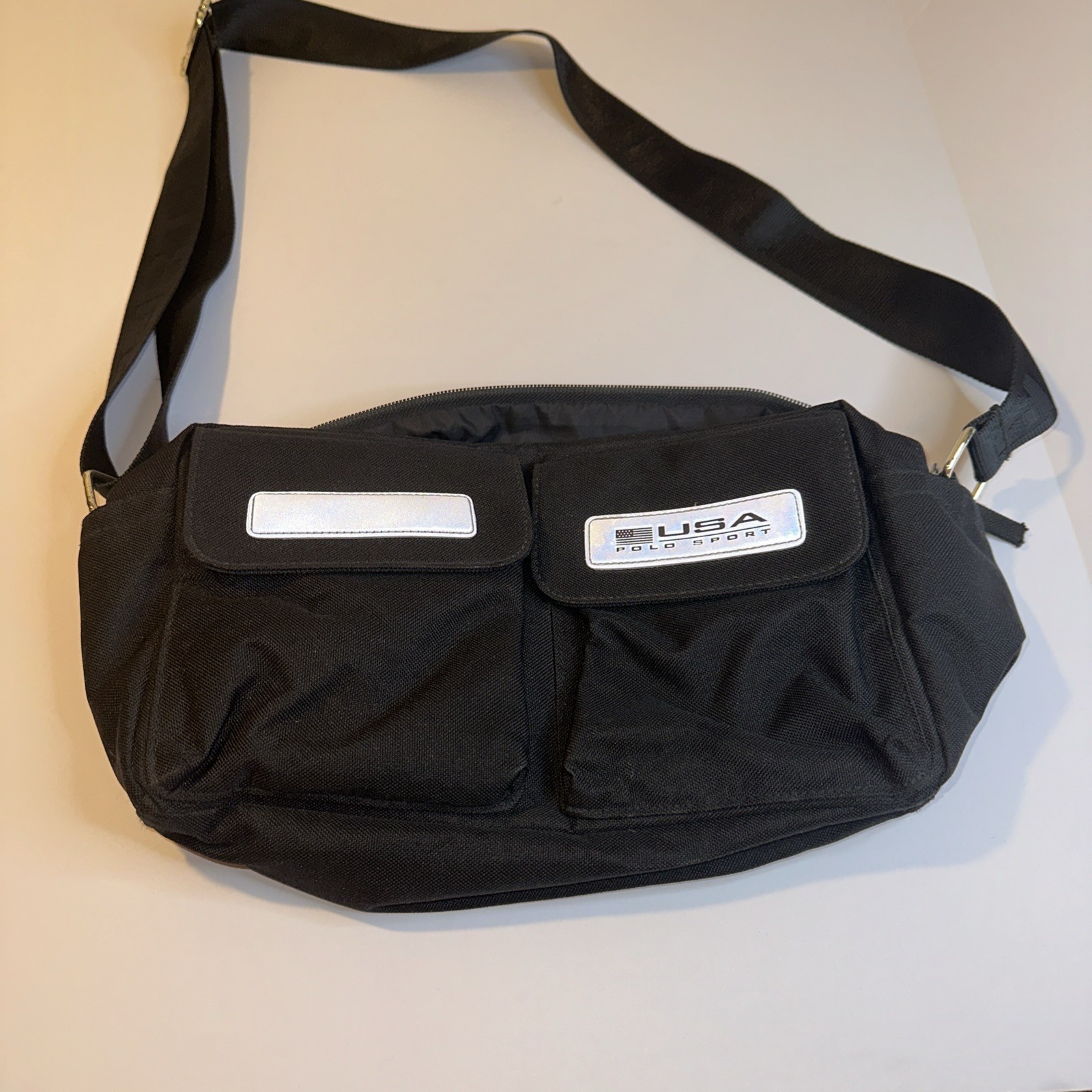 Polo Sport Ralph Lauren Black Nylon Crossbody Vintage 90s/Y2K Casual Streetwear