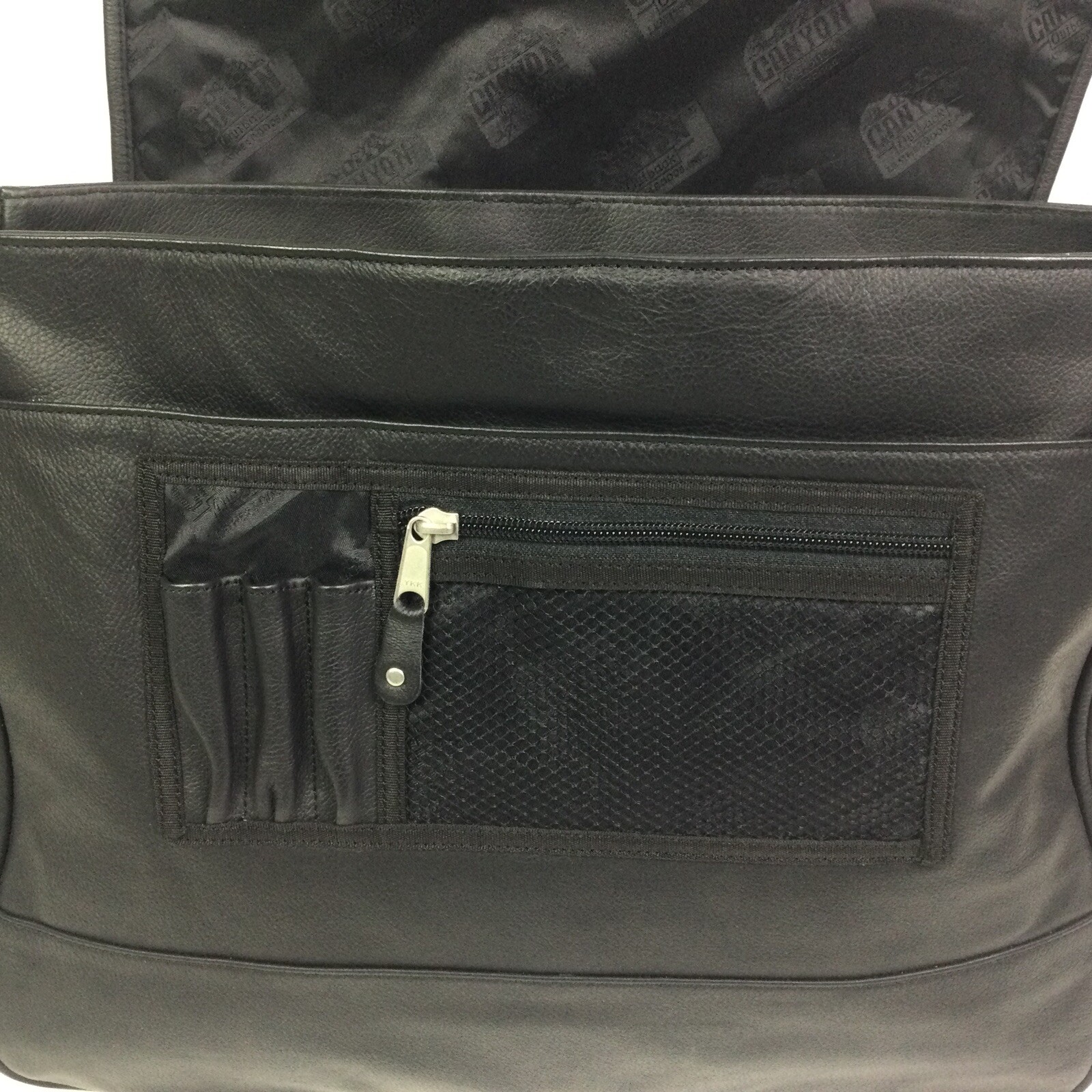 Canyon River Black Leather Travel / Messenger bag crossbody carry on 19x14x6