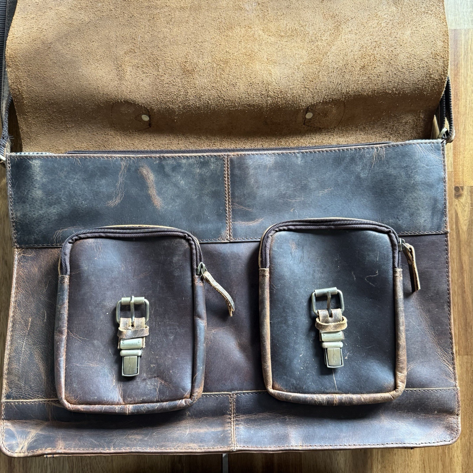 Denver Leather Craft Potter Messenger Briefcase Bag Sz M Top Grain Buffalo NWOT