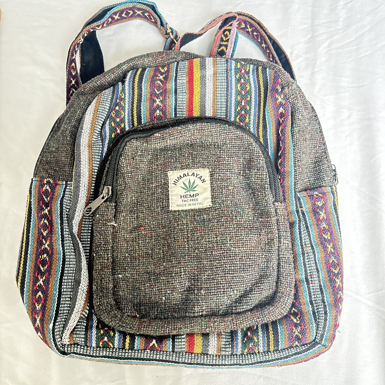 Himalayan Hemp Backpack Boho Festival Travel Handcrafted Nepal