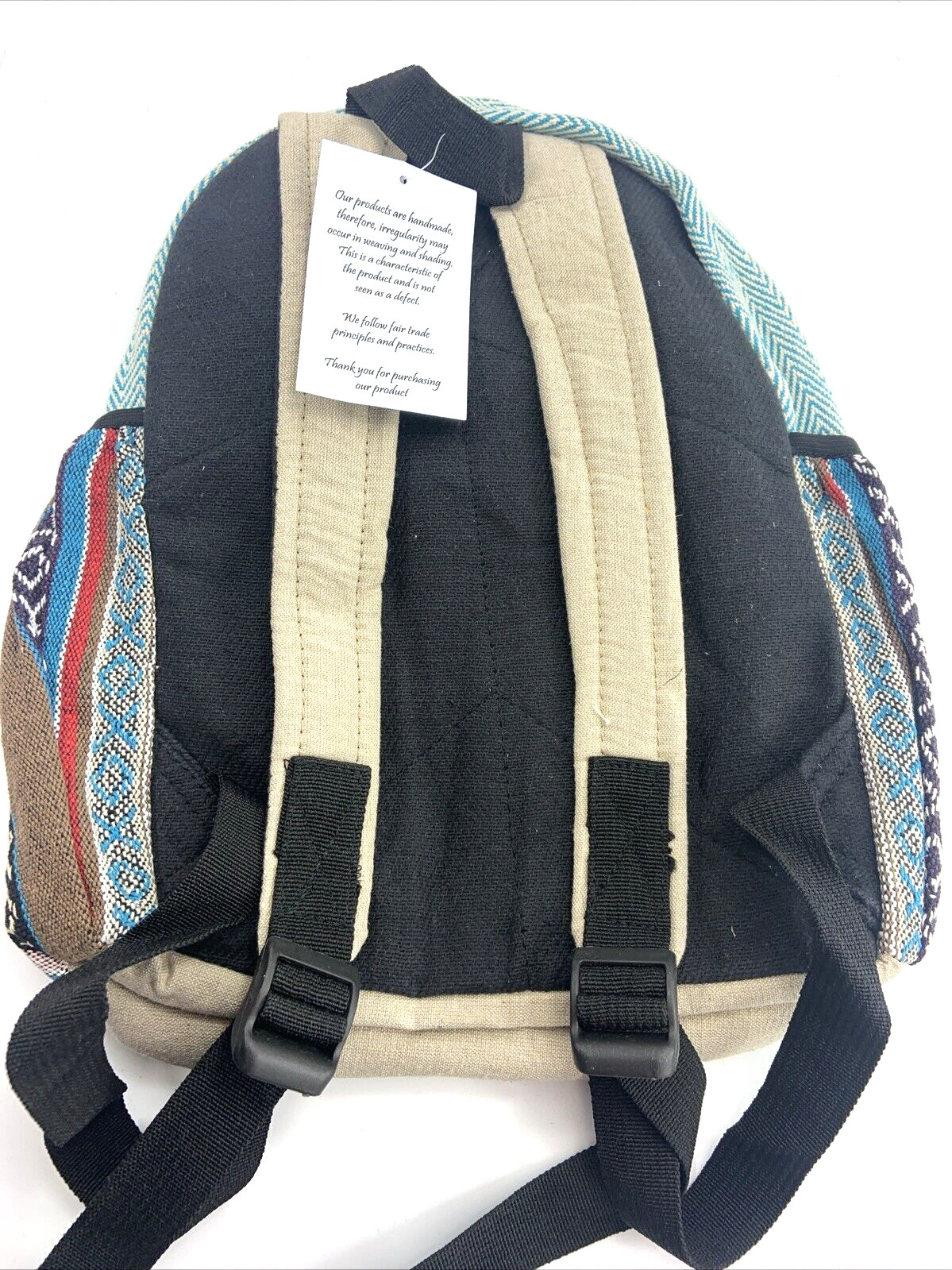 Himalayan Hemp THC Free Multi Color 13″H X 10″W Handmade Backpack NWT