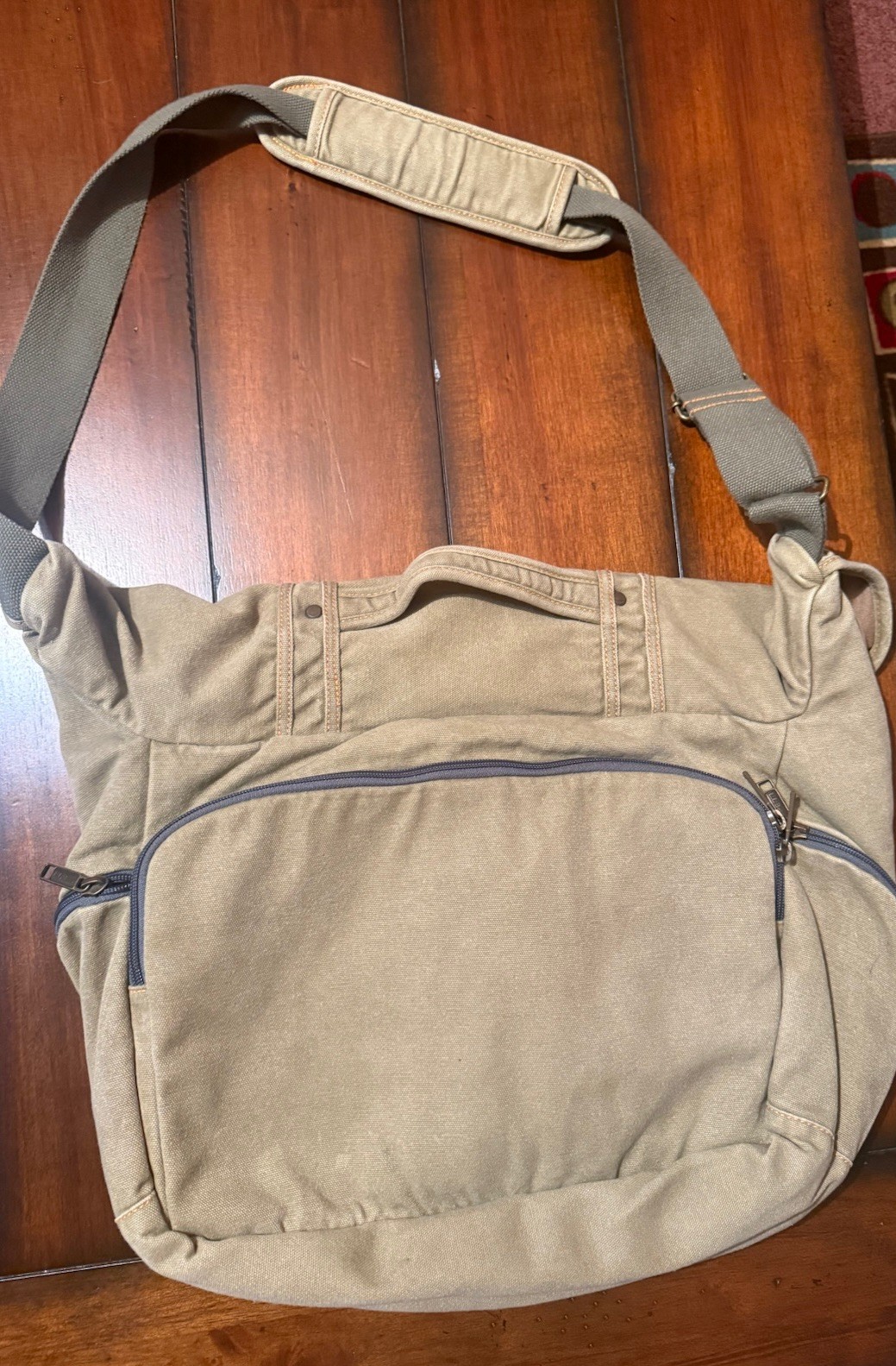 L.L.Bean Canvas Messenger Bag Shoulder Laptop Travel Crossbody Khaki