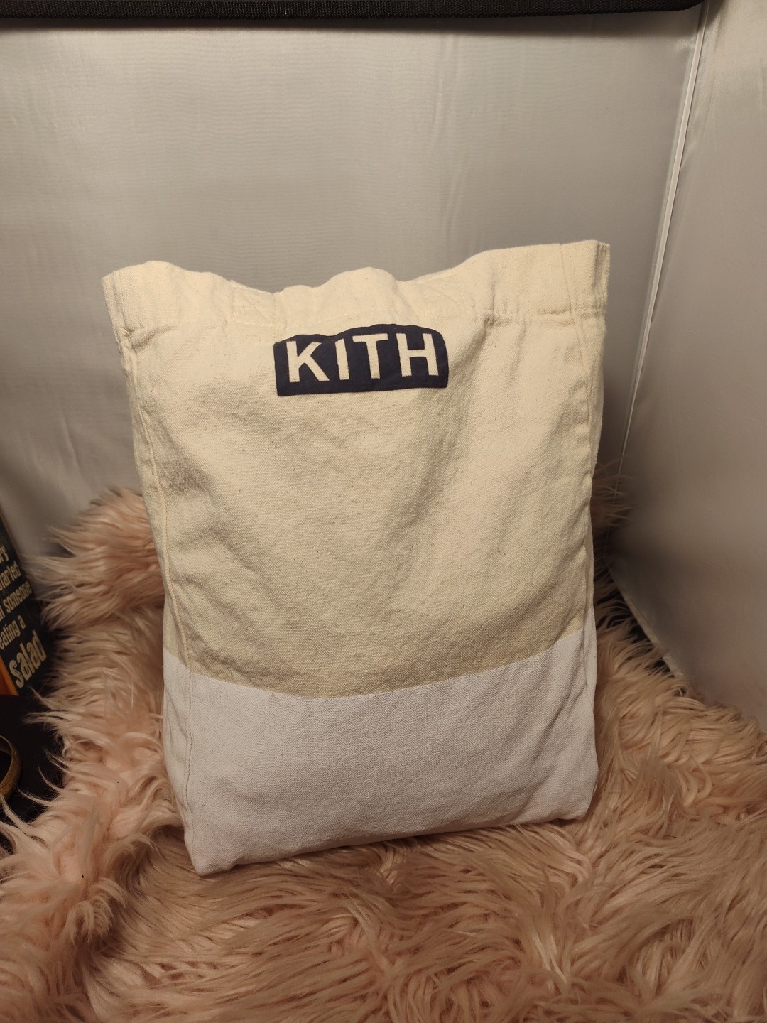 KITH Tote Bag Canvas Cream Large Carryall Shopping Logo Streetwear Dual Straps