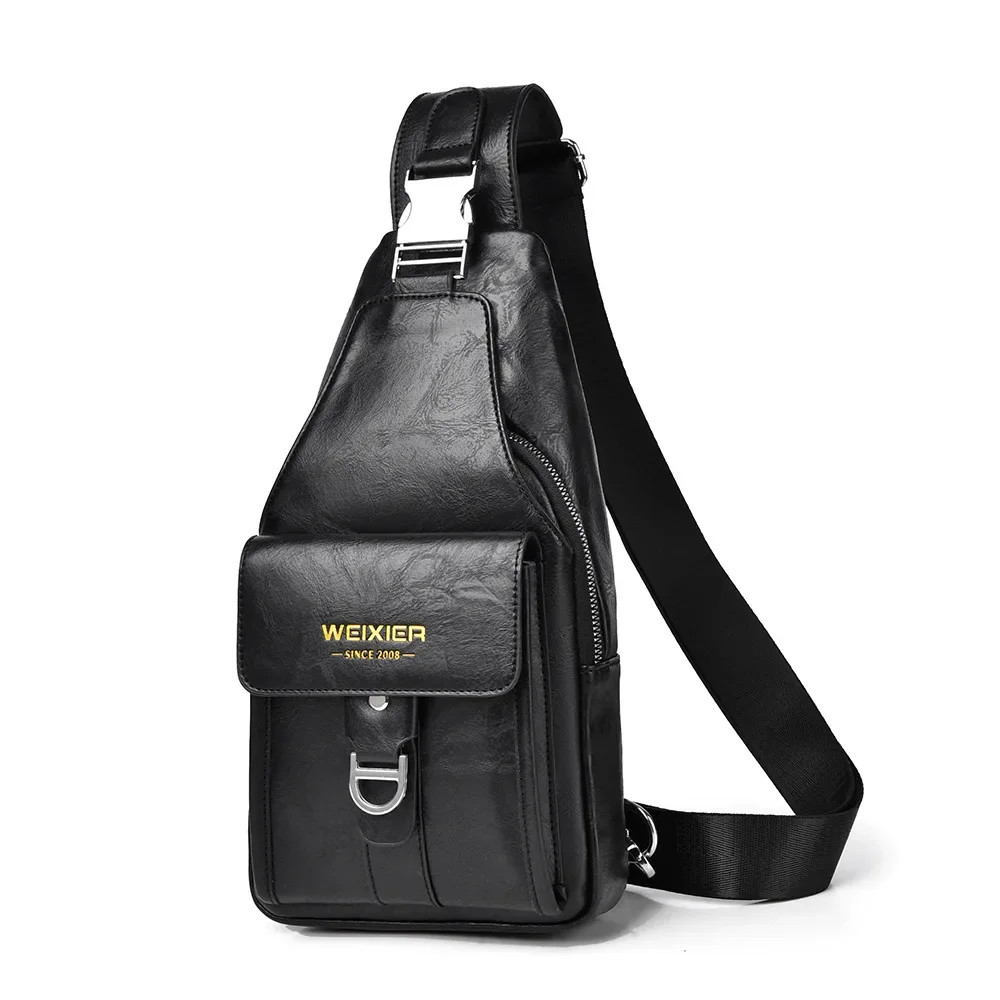 New Men’s Bag High Quality PU Leather Men’s Chest Bag Simple Waterproof Single S