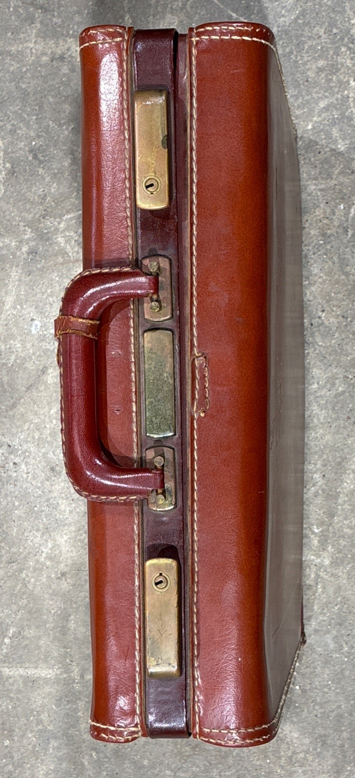 Vintage Brown Leather P Lockwell Briefcase Carrying Case/Exhibitor 18”x14”x5”