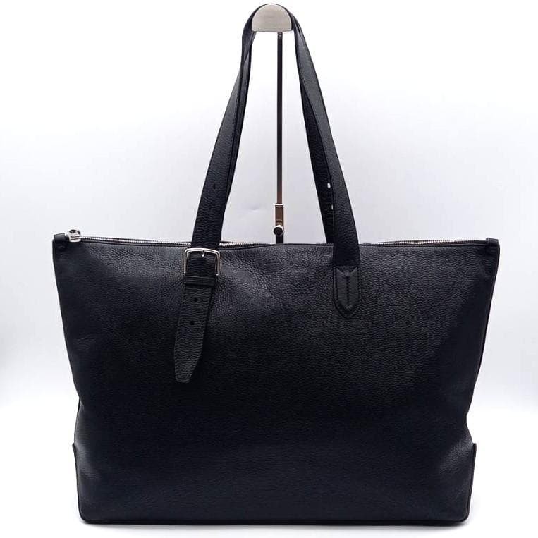 Authentic Bally Crimony Leather Tote Bag A4 Black Business Style 32cm x 50cm