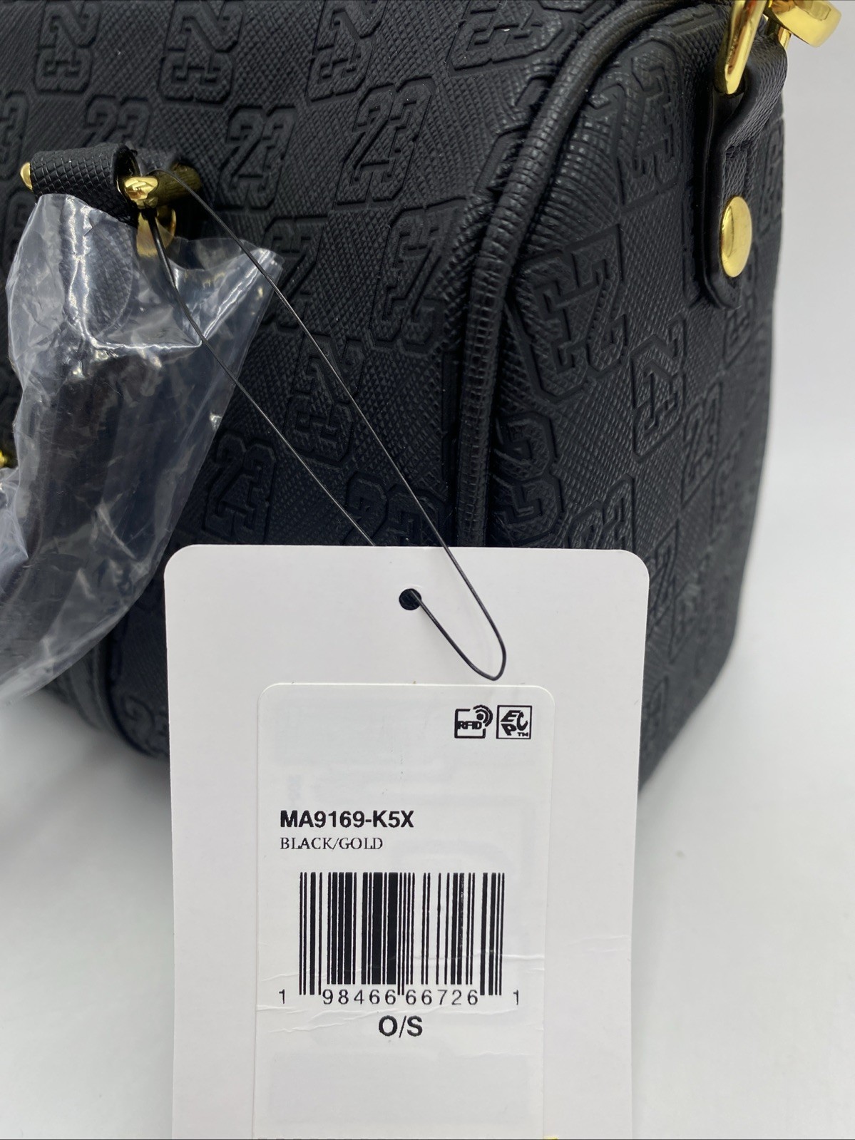 Nike Jordan Monogram Mini Duffle Bag Black Gold (MA9169 K5X) Size 3L