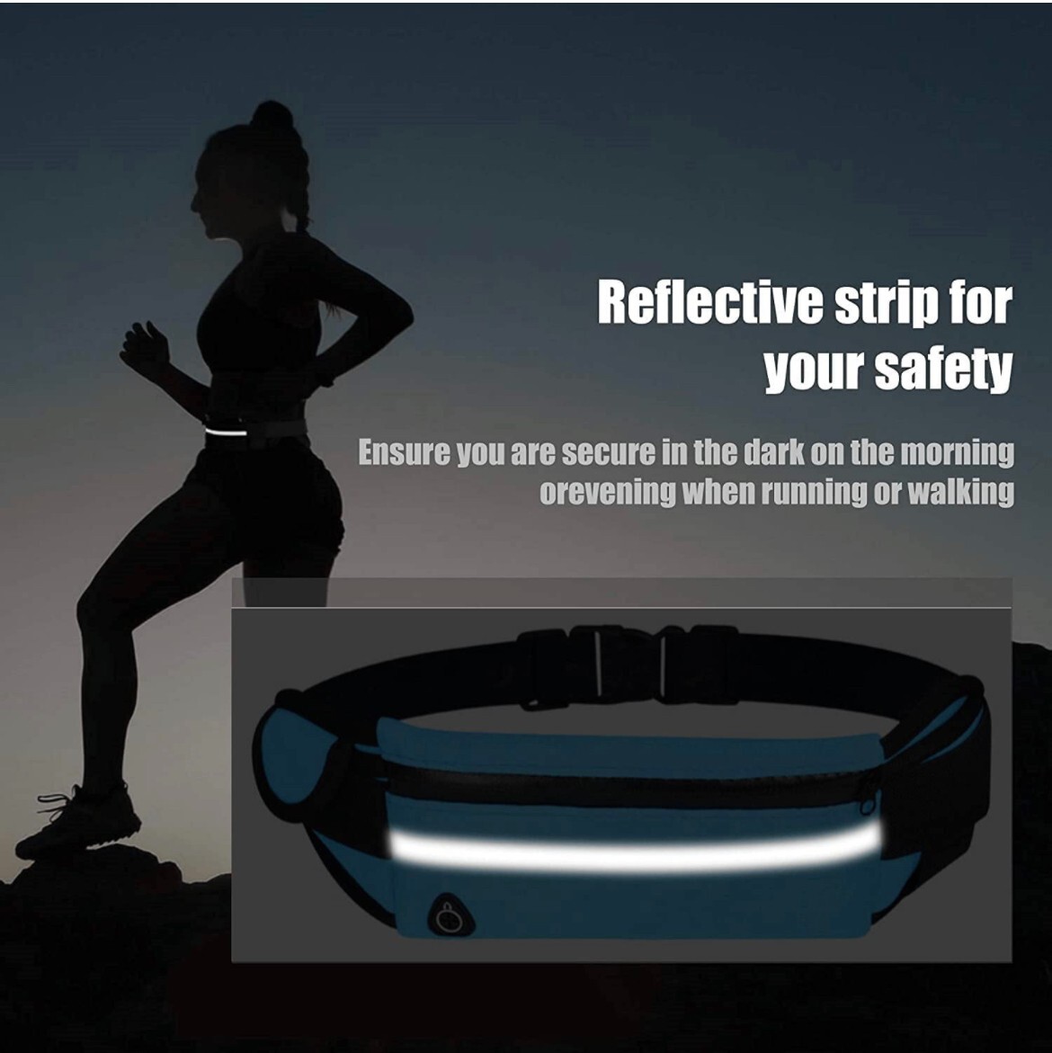 Waterproof Sports Runner Waist Bum Bag Running Jogging Belt Pouch Zip Fanny Pack