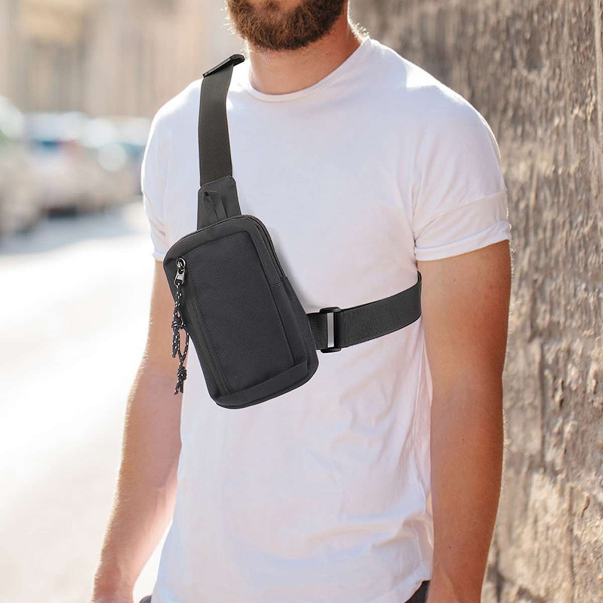 Men’s Shoulder Bag Oxford Chest Bag Sling Crossbody Bag Casual Travel Phone Bag