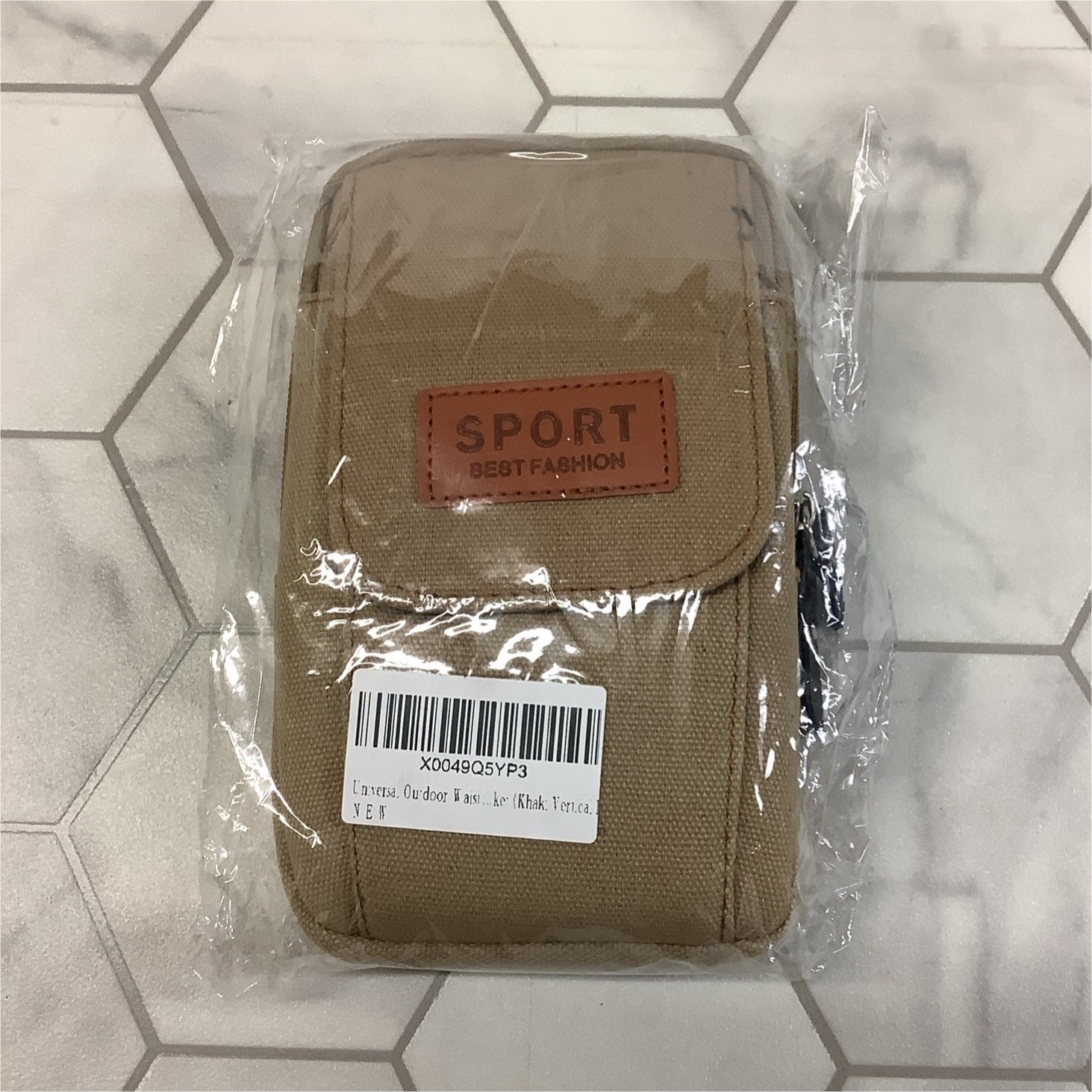 SPORT BEST FASHION Khaki Small Belt Bag Fanny Pack Men Carabiner Clip Zip Flap