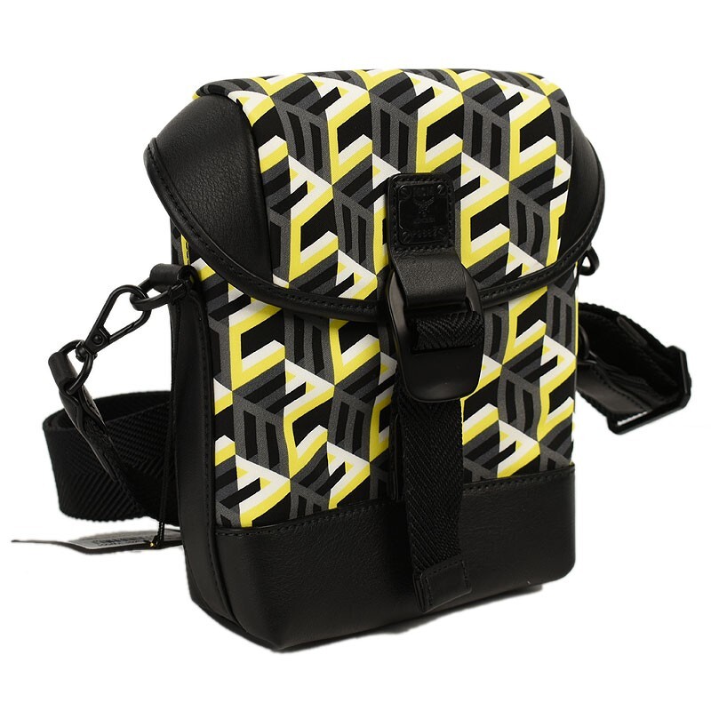 MCM Yellow Black CUBIC MONOGRAM LOGO Small Nylon Crossbody Bag NWT