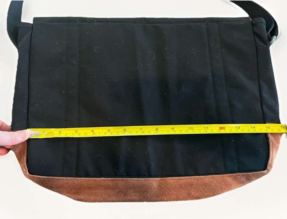 Cotopaxi Black Laptop Messenger Bag Brown Suede Trim Company Merch